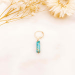 créoles mini turquoise bleue plaque or
