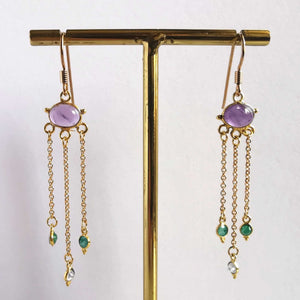 boucles d'oreilles femmes pierres semies precieuses amethystes