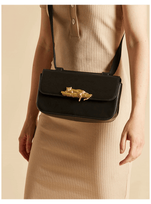 Sac baguette NICO - Cuir noir - Inoui Editions