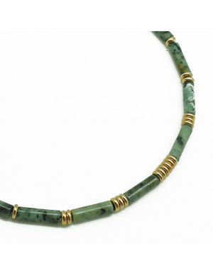 Collier turquoises et mini anneaux plaqué or